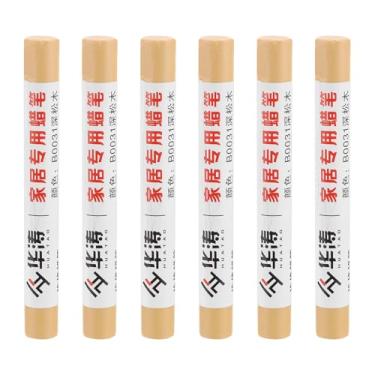 Imagem de PATIKIL Giz de cera para reparo de móveis, 6 peças de cera de madeira, gizes de cera de madeira para arranhões, piso de madeira, furos, mesas, pinheiro escuro