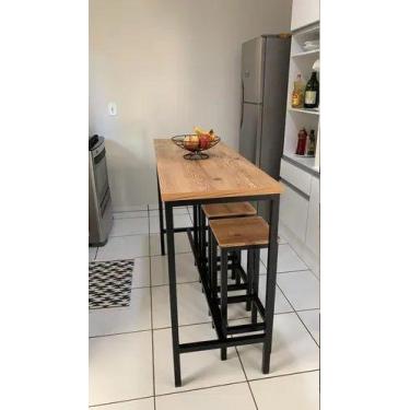 Imagem de Mesa Bistrô Estilo/Modelo Industrial com 6 banquetas  (1,80 x 0,60) - 