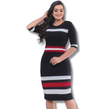 Imagem de Vestido Evangélico Tubinho Midi Moda Feminina Roupa Social Evento - Am