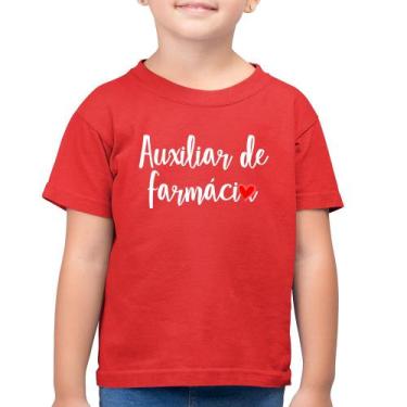 Imagem de Camiseta Algodão Infantil Auxiliar de Farmácia por Amor - Foca na Moda