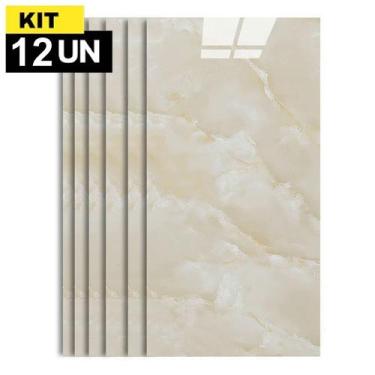 Imagem de Kit 12 Placas Painel Porcelanato Revestimento Adesivo Vinílico Marmori