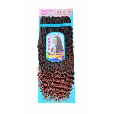 Imagem de Cabelo Cherey Gypsi Fibra Sintética Crochet Braid 330g, Ombre Ruivo