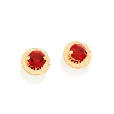 Imagem de Brincos Rommanel Redondo Com Cristal No Centro 524473, Vermelho