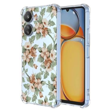 Imagem de JDYGWK Capa para Xiaomi Redmi 13C 4G Poco C65 com estampa de flores transparentes, TPU macio, fina, leve, à prova de choque, capa protetora antiarranhões para Xiaomi Redmi 13C 4G, Camellia
