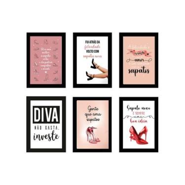 Imagem de Quadros Calçados Sapatos Loja Moda Diva Fashion Kit 6 Peças - DECORAÇÕ