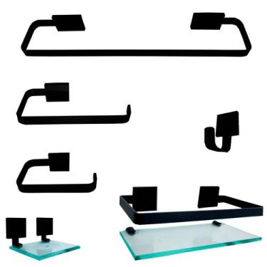 Imagem de Kit Para Banheiro Luxo Tulip Preto 6 Peças - Juliard, Incolor