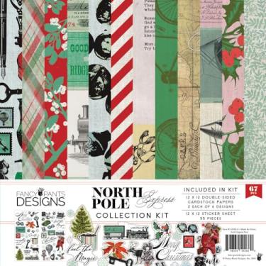 Imagem de Fancy Pants Designs Kit de coleção North Pole, papéis cartolina dupla face, 12 x 12, 67 peças com folha de adesivo, scrapbook de Natal