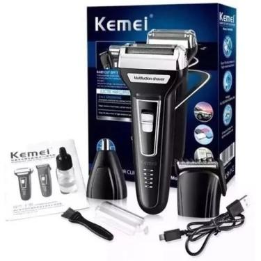 Imagem de Maquina De Barbear 3 Em 1 Elétrica Shaver Corta Cabelo E Apara - Kemei
