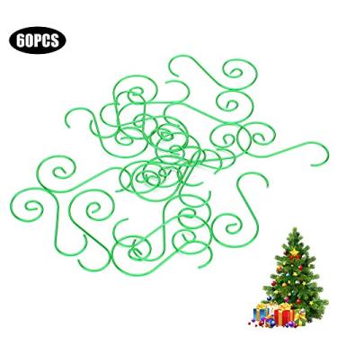 Imagem de Mini Multi Purpose Metal S Shape Hooks Christmas Tree Holder Decoração 60pcs High Grade Metal Vermelho Verde Ouro Prata Lightweight Portable Design para Home Office Decoração de (Green)