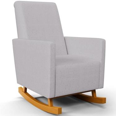 Imagem de Poltrona De Amamentação Com Balanço Ravena W01 Linho Cinza - Lyam Decor