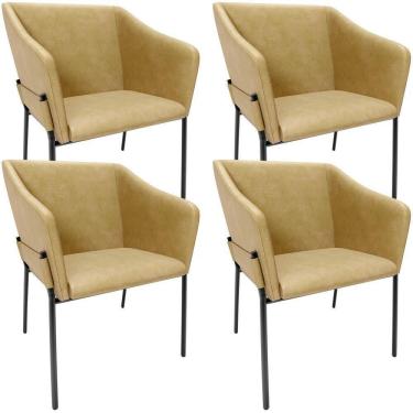 Imagem de Kit 4 Cadeiras Para Sala De Jantar Estar Living Olívia L02 Couríssimo Fendi - Lyam Decor