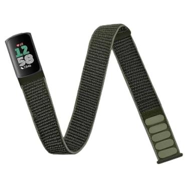 Imagem de Chinber Pulseira esportiva de nylon compatível com Fitbit Charge 6/5, pulseira de braço trançada de nylon elástico para mulheres e homens