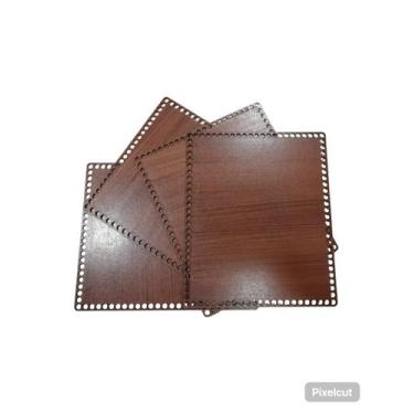 Imagem de Kit 4 Base Retangular 20x30 cm MDF Tabaco para Bandeja Cesto Crochê Fi