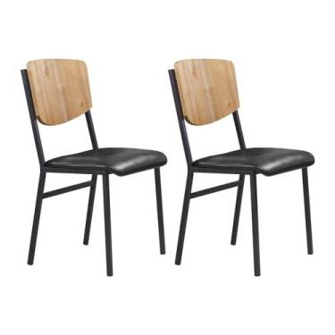 Imagem de Conjunto 2 Cadeiras para Sala de Jantar Confort Preto - Tubulares Gol