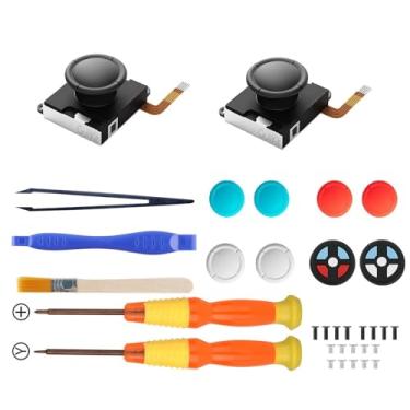 Imagem de WeChip Guli-Kit TMR Joystick Replacement for Joycon, No Drift, High Precision, 2Pcs TMR Electromagnetic Joystick with Repair Kit, 4 Colors Thumbstick Caps, Compatible with Switch/OLED/Lite