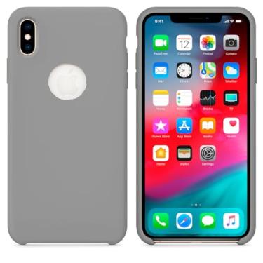 Imagem de Case Capa Capinha Silicone Aveludado pra iPhone X e XS (Cinza)