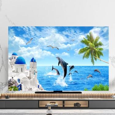 Imagem de Capa protetora contra poeira para TV interna universal 32-80 polegadas protetor de tela de televisão moderna para LCD/LED tela de cristal líquido capa protetora sala de estar quarto decoração azul-3||