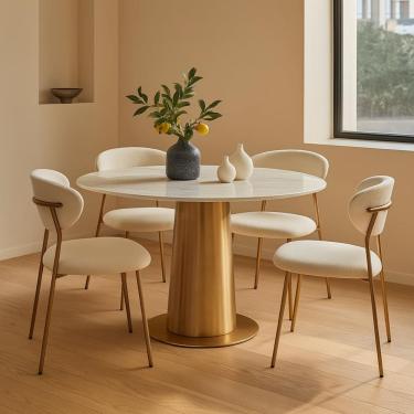 Imagem de Kit com 4 Cadeiras Lívia com Estrutura em Aço Dourado – Exclusiva