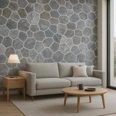 Imagem de Papel de Parede Adesivo Autocolante, Pedras Cinzas, Imita Pedras Cinzas, Lavável, para Sala, Quarto, Cozinha, Banheiro, Envelopamento Móveis PEDRAS CINZAS, 5 Metros x 45cm