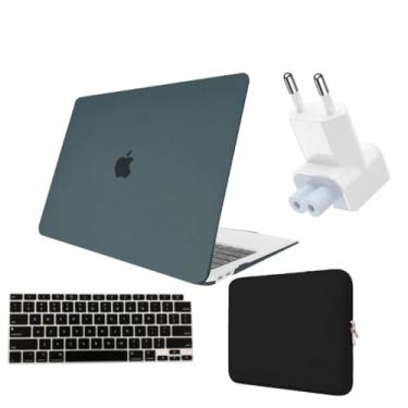 Imagem de Kit Capa Case Macbook AIR 13 A2337 Chip M1 A2179 + Protetor Teclado + Neoprene + Plug Adaptador (Cinza Fosco)