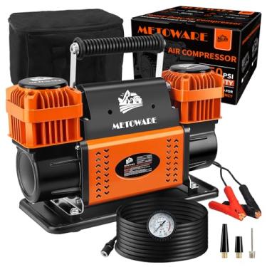 Imagem de METOWARE Compressor De Ar Off-Road, Bomba De Ar Portátil De 12 V Com 10,6 Cfm, Inflador De Pneus De Cilindro Duplo Para Carros De Serviço Pesado, Máx. 150 Psi Para Veículos Suv 4X4, Rv, Atv E Camin