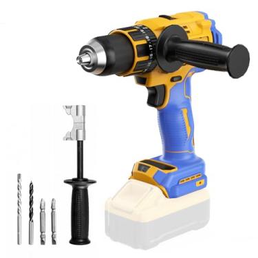 Imagem de Broca de martelo sem fio compatível com bateria máxima de 20 V Dewalt (sem bateria) furadeira elétrica com motor sem escova, mandril de metal sem chave de 1/5.1 cm, 4 peças para perfuração de parede