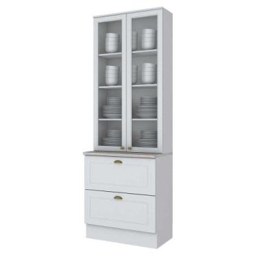 Imagem de Cristaleira Americana 2 Portas com Vidro 2 Gavetas C357 Henn, Branco