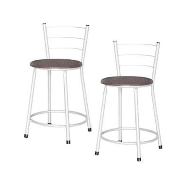 Imagem de Jogo 2 Banqueta Baixa Ratan Branca Retro - Lamar Design, Cinza claro