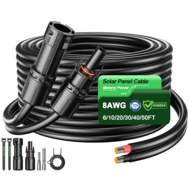 Imagem de Bateria Power Cabo de extensão de painel solar 8AWG de 8 metros, kit adaptador de fio solar paralelo condutor de fio duplo de 10 mm² com conectores solares fêmeas e machos à prova d'água para sistemas
