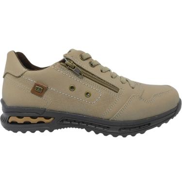 Imagem de Sapatênis Masculino Casual Dia a Dia Passeio Trabalho em Couro Calce Fácil com Zíper e Elástico Conforto Pegada 111801