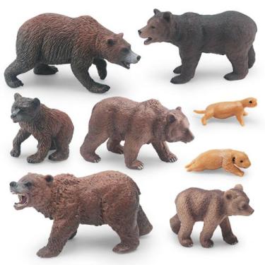 Imagem de Conjunto de bonecos Wild Forest Animal, 16 peças de PVC, urso preto as