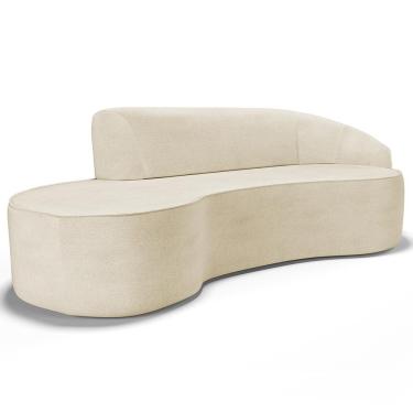 Imagem de Sofá 4 Lugares Curvo Sala de Estar Living Firenze Direito D02 Linho Bege 280 cm D-463 - Lyam