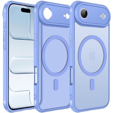 Imagem de ivoler Capa magnética para iPhone Air de 6,5 polegadas [compatível com Magsafe] [proteção de grau militar de 15 pés] Capa com carregador magnético, traseira translúcida fosca para iPhone 17 Air - azul