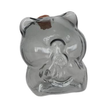 Imagem de Generic Cofrinho de vidro transparente para decoração de casa, pote para guardar porcos, cofrinho de vidro para entrada, sala de estar, mesa, bar, Cinza