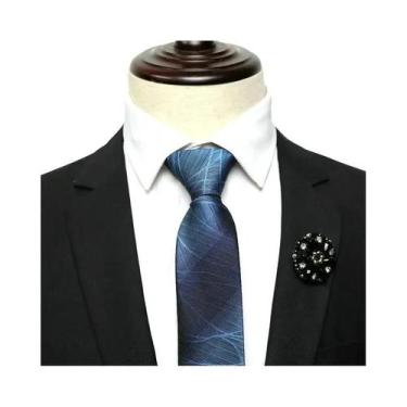 Imagem de Gravata Masculina Skinny Pré-amarrada 30 Estilos 48x6cm Listrada Cor S