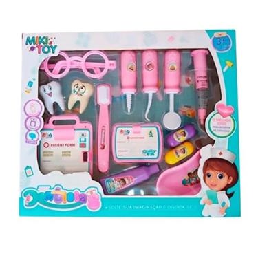 Imagem de Miki Toy Kit Dentista Infantil, Conjunto de Brinquedo Médico com Acessórios, ROSA E AZUL, 3+ Anos