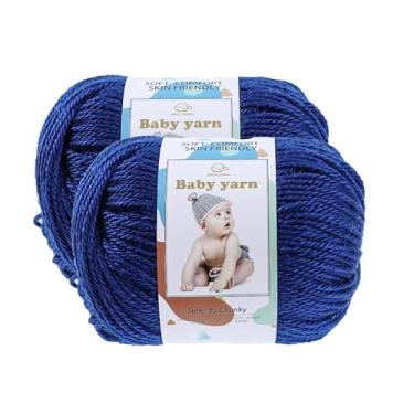 Imagem de Fio de malha para bebês – lã merino 10%, algodão 40%, nylon, 50% novelo de fio macio misturado adequado para tricô de crochê, cobertores de bebê e roupas (aproximadamente 50 g/160 jardas) [conjunto de