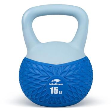 Imagem de Leikefitness Kettlebells macios, peso antiderrapante para mulheres e homens, kettlebell acolchoado e seguro contra impactos, treino em casa (azul - 6,8 kg)