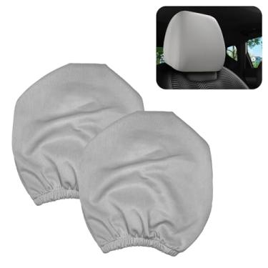 Imagem de KUQUTIDY 2 peças de capas de encosto de cabeça para carros, capa de encosto de cabeça de carro de malha elástica, protetor de encosto de cabeça removível antisujeira para assento de carro, acessórios