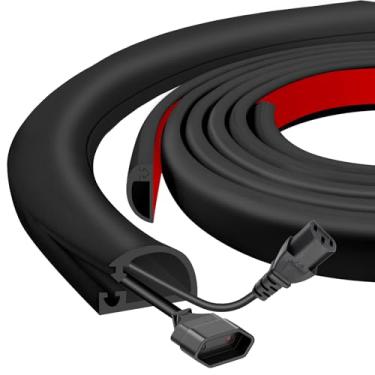 Imagem de Escondedor de fio de parede de silicone, capas de fio abertas laterais para cabos na parede, ocultador de fio flexível autoadesivo de 6 m para TV montada, escritório em casa, cavidade 1,6 cm L x 0,8