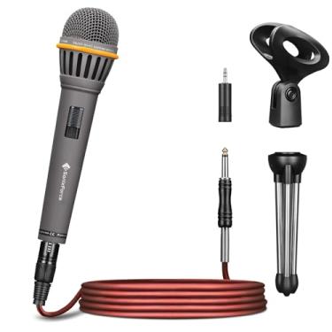 Imagem de SonixForce Microfone dinâmico – Microfone vocal profissional para cantar – Microfone portátil com fio com cabo de áudio XLR de 4,9 m para 1/10.2 cm – Microfone para falar, karaokê e palco de estar