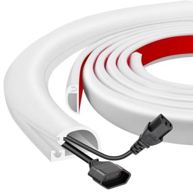 Imagem de Escondedor de fio de parede de silicone, capas de fio abertas laterais para cabos na parede, ocultador de fio flexível autoadesivo de 1,5 m para TV montada, escritório em casa, cavidade 1,6 cm L x 0,8