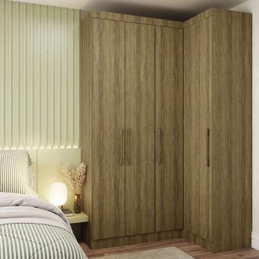 Imagem de Guarda Roupa De Canto 2 Peças 4 Portas Paris Luciane Móveis Avelã Pf-avelã Pf