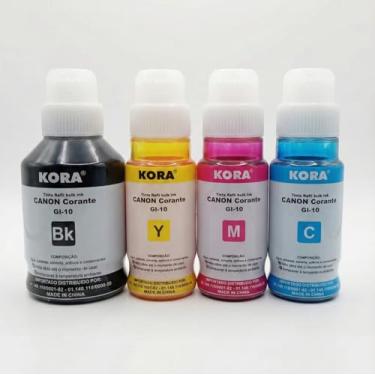 Imagem de Kit 4 Tintas Kora Cores Vivas Compatível com Mega Tank GI-10 IMPRESSÕES FOTOGRÁFICAS VIBRANTES para G5010 G6010 G7010 e Mais