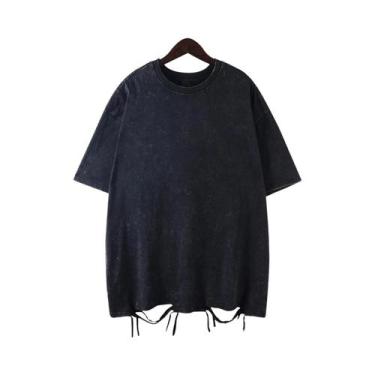 Imagem de Camiseta Unissex Retro Punk De Algodão 230g Com Ombros Caídos E Manga 