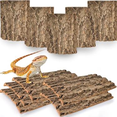 Imagem de Hamiledyi Fundo de terrário de cortiça, 30 x 20 cm, 10 peças, réptil, natural, rasteira, terrário, tábua, dragão, escalada, tapete de parede, decoração para lagarto, camelão, cobra, tartaruga, aranha
