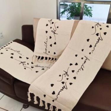 Imagem de Tapete de cozinha para engomar Conjunto de cozinha geométrico com impressão grande(Cru Família Amor Fé)