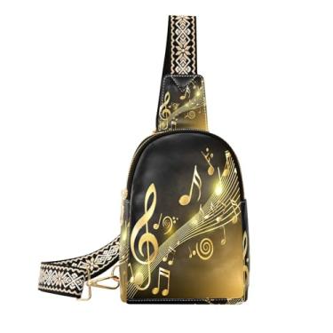 Imagem de CEBUGI Golden Notes Bolsa tiracolo feminina de couro, pochete transversal para trilhas, viagens ao ar livre