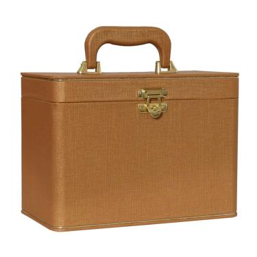 Imagem de Maleta Box 240 fotos 15x21 com 4 Álbuns Fotográficos LINHO OURO Luxo Bodas de Ouro