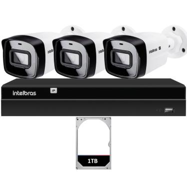 Imagem de Kit 3 Câmeras IP Vipc 1230B Intelbras NVD 1404P HD 1TB